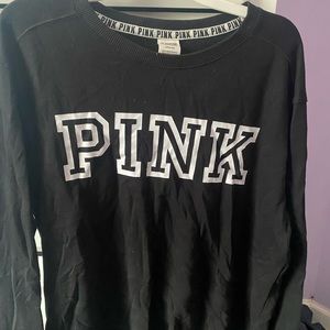 Black VS PINK sweatshirt and maroon long sleeve shirt